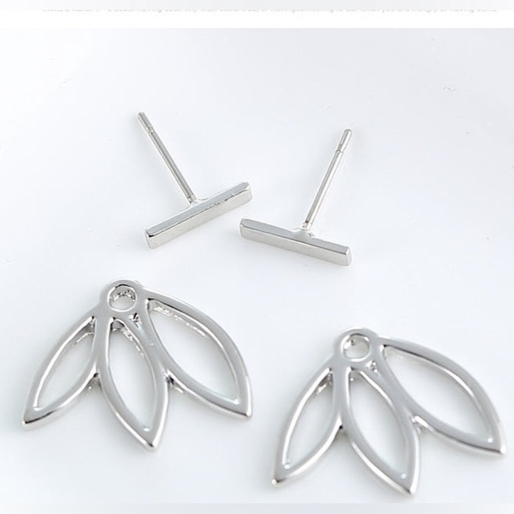 ⚜️𝟯𝟬%𝗢𝗙𝗙 𝗯𝘂𝗻𝗱𝗹𝗲𝘀 𝟯+⚜️ NEW Lotus Minimalist Jacket Earrings - Picture 6 of 14